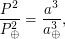 $\displaystyle 
\frac{P^2}{P_\oplus^2} = \frac{a^3}{a_\oplus^3},
 $